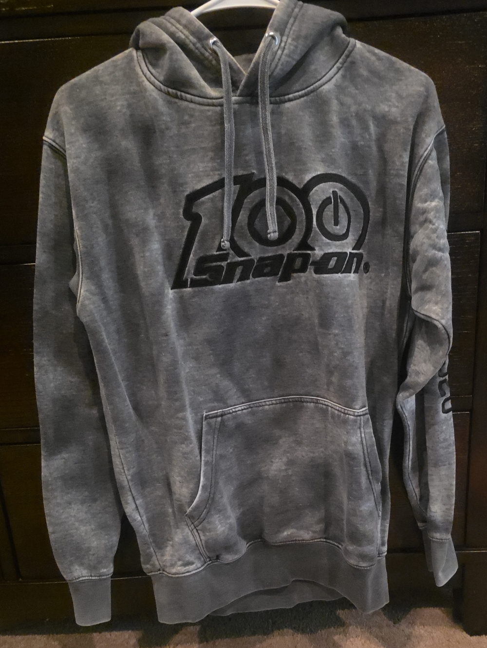 Snap Washed Gray Pullover Hoodie with Logo